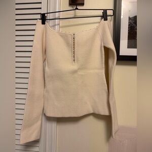 Helmet Lang Knit Off Shoulder Top